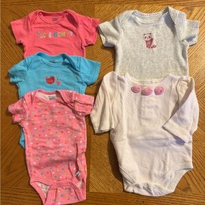 Lot of 5 Gerber & Other Baby Girls' Onesies